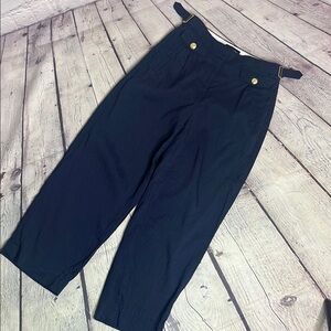 J.CREW Women's Dark Navy Wide Leg Trouser in Italian Linen